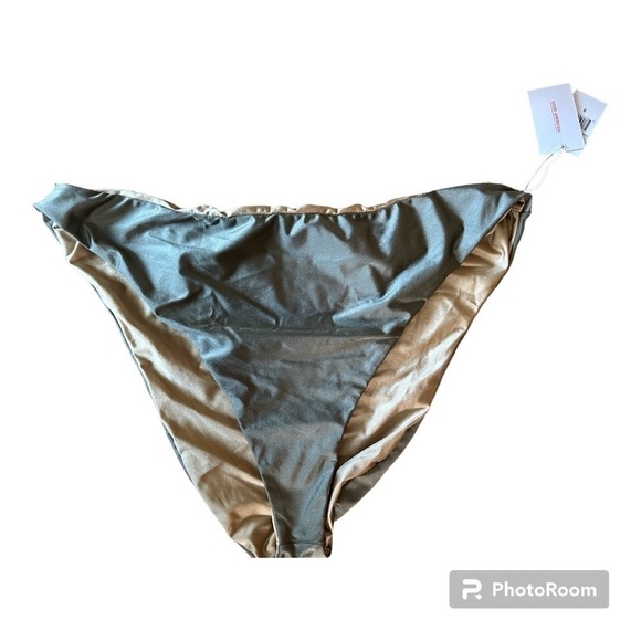 Good American Women’s Good Waist Reversible High Shine Cheeky Bikini Swim Bottom - Picture 9 of 15